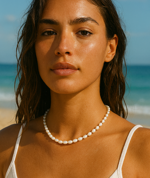 ROMALI 18K Gold-Plated Egg Shape Freshwater Pearl Necklace - ROMALI