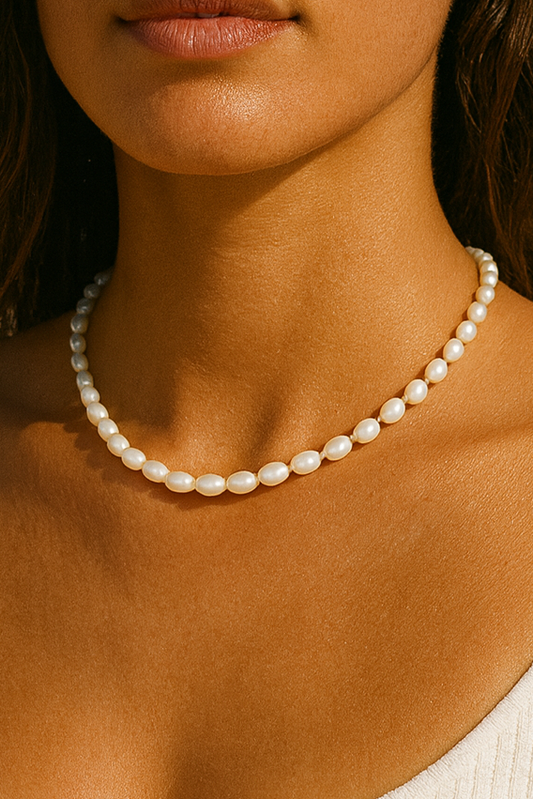 ROMALI 18K Gold-Plated Egg Shape Freshwater Pearl Necklace - ROMALI