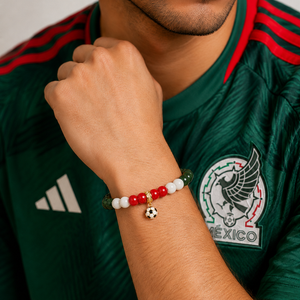 ROMALI Mexico World Cup Bracelet | Green Jade, White Jade & Cherry Jade | Unisex