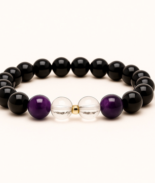 ROMALI Aquarius Zodiac Bracelet - Amethyst & Clear Quartz - ROMALI