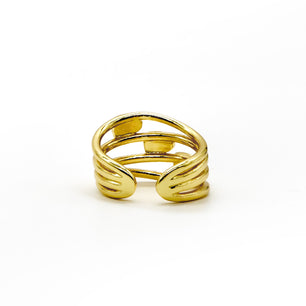 Triple Heart Gold Ring – 18K Gold Plated Adjustable Band