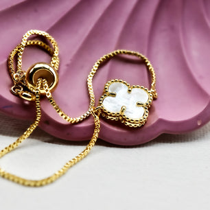 18k Gold-Plated Lucky Clover Adjustable Bracelet