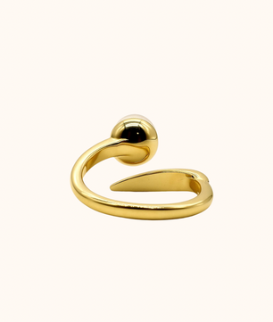 ROMALI 18K Gold Plated Solo Pearl Adjustable Ring