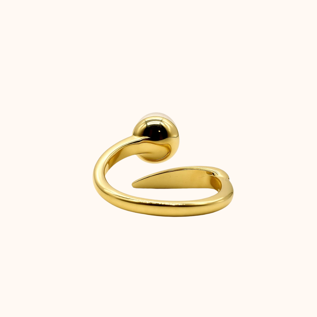 ROMALI 18K Gold Plated Solo Pearl Adjustable Ring