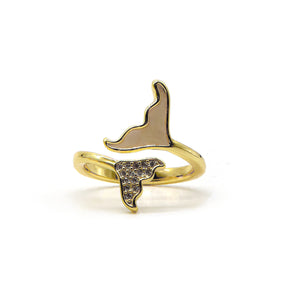 18K Gold-Plated Adjustable Butterfly Ring with Cubic Zirconia