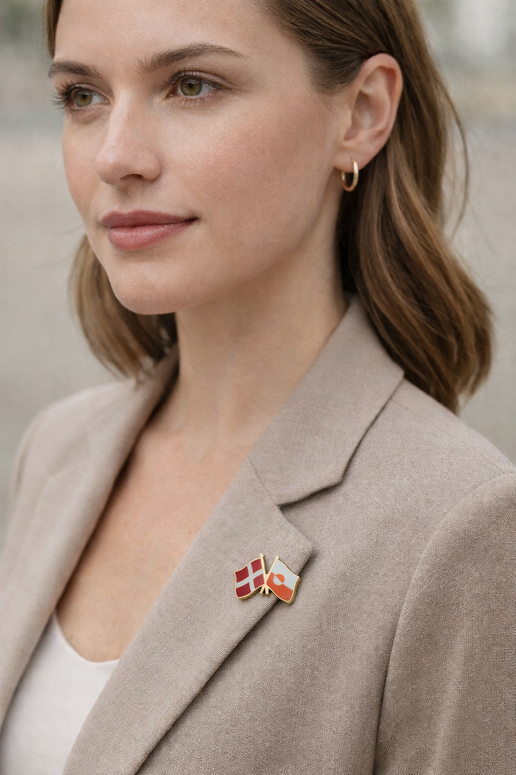 ROMALI Denmark & Greenland Friendship Flag Pin | Gold-Plated