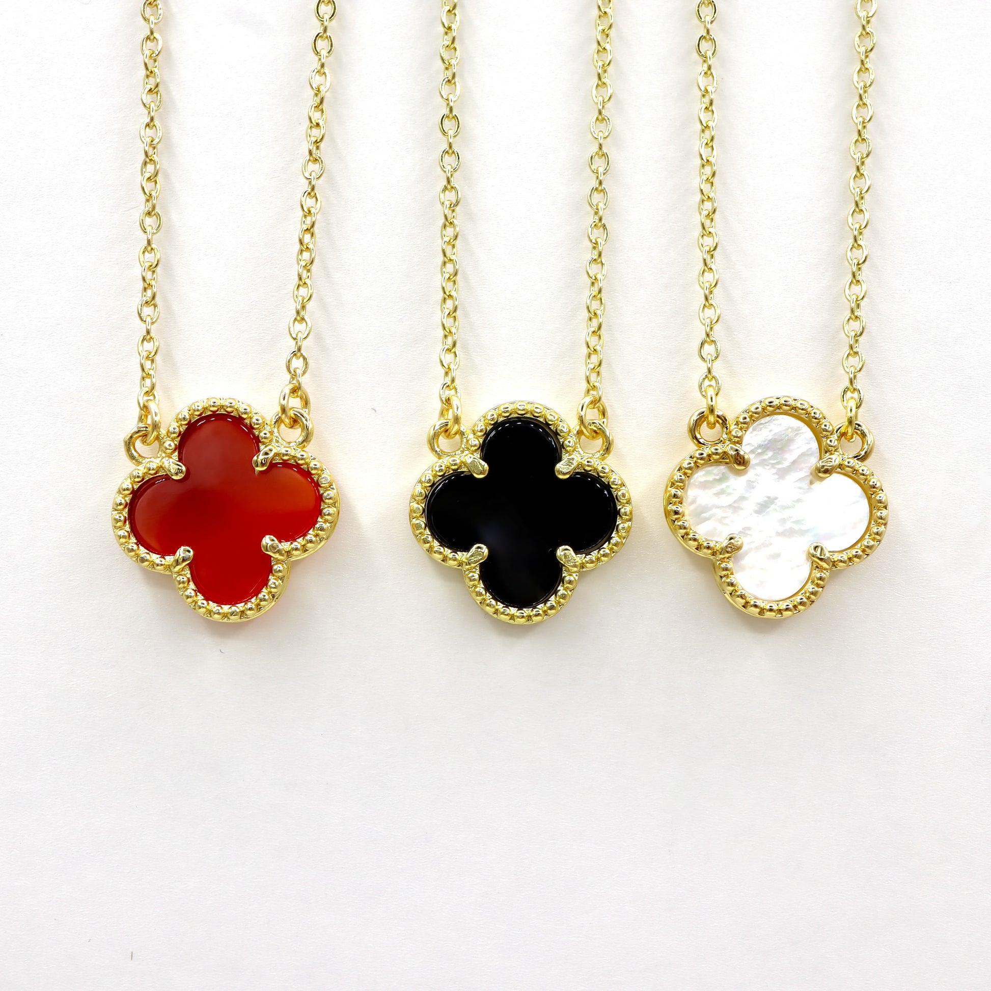 ROMALI 18k Gold-Plated Clover Dainty Chain Necklace