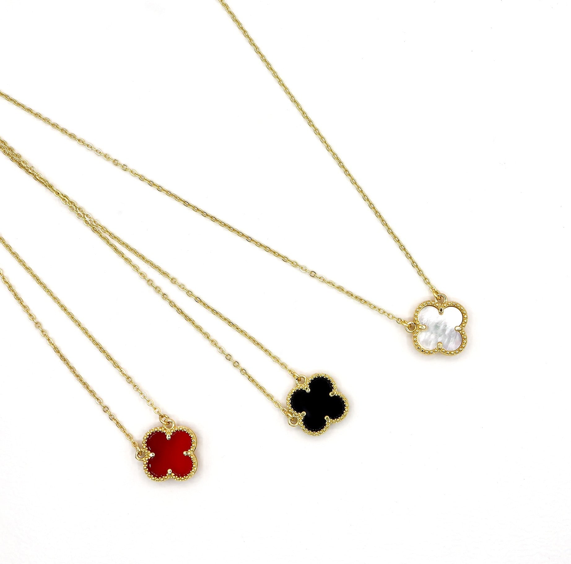 ROMALI 18k Gold-Plated Clover Dainty Chain Necklace