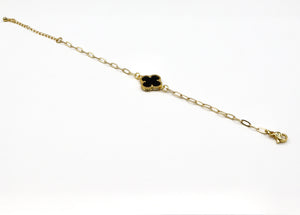 18k Gold-Plated Lucky Clover Paperclip Bracelet