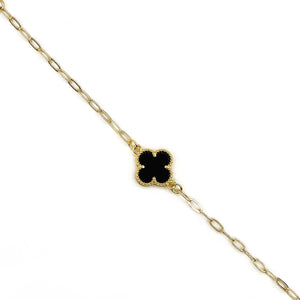 18k Gold-Plated Lucky Clover Paperclip Bracelet