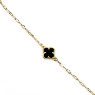 18k Gold-Plated Lucky Clover Paperclip Bracelet