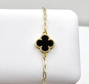 18k Gold-Plated Lucky Clover Paperclip Bracelet