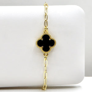 18k Gold-Plated Lucky Clover Paperclip Bracelet