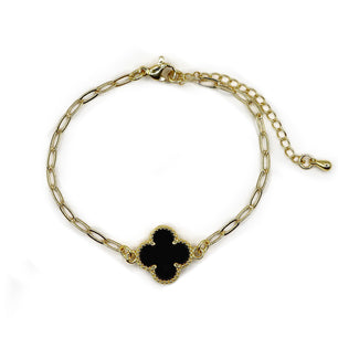 18k Gold-Plated Lucky Clover Paperclip Bracelet