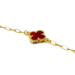 18k Gold-Plated Lucky Clover Paperclip Bracelet