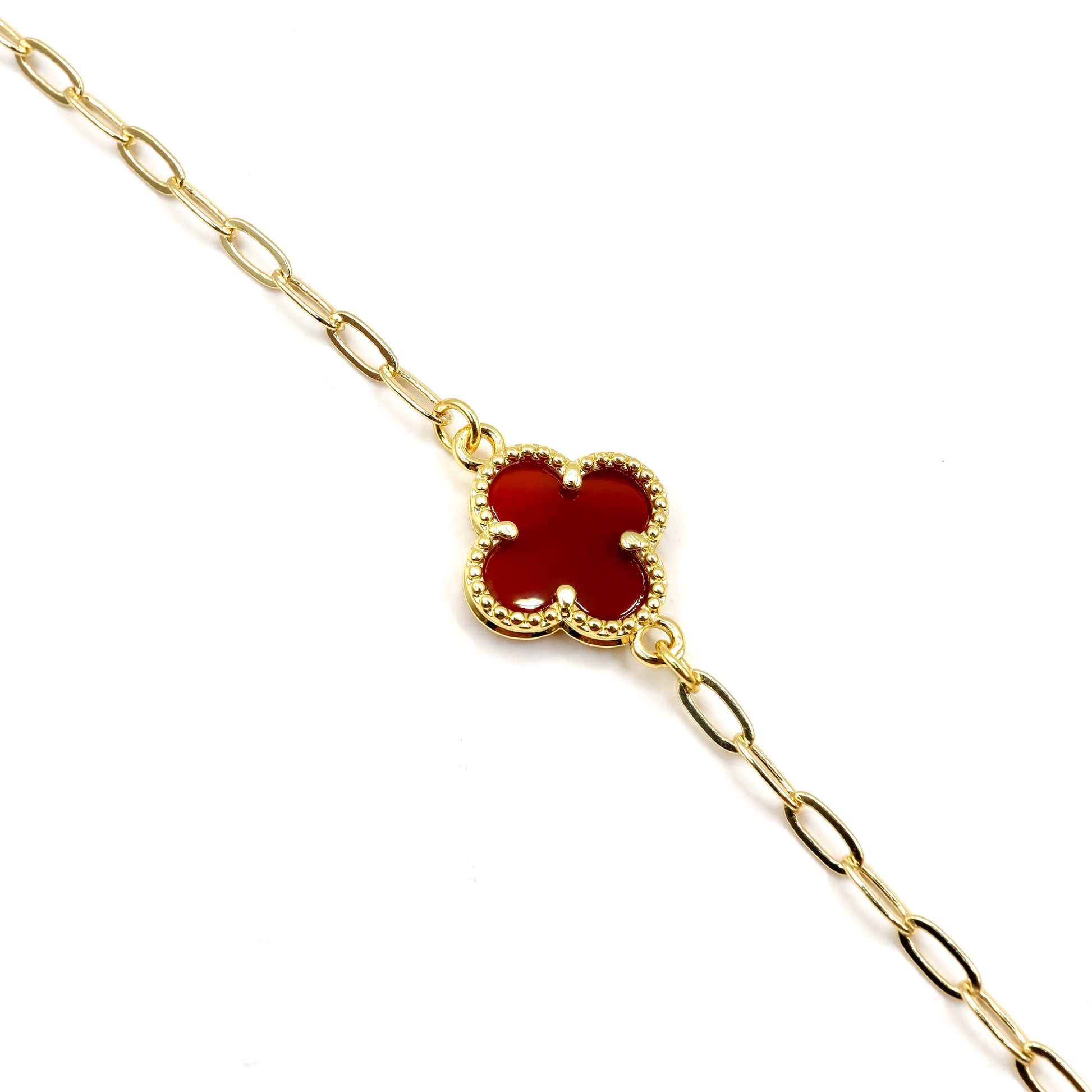 18k Gold-Plated Lucky Clover Paperclip Bracelet