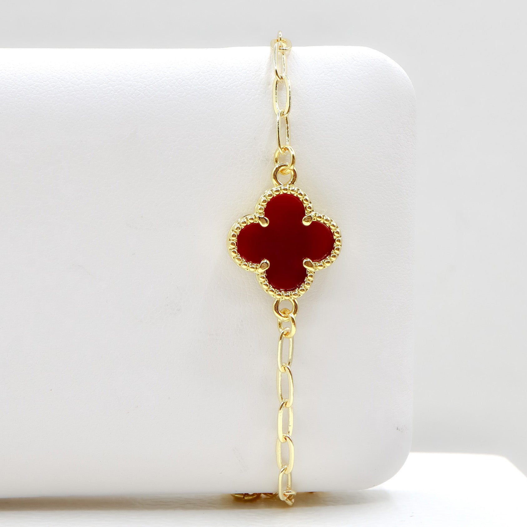 18k Gold-Plated Lucky Clover Paperclip Bracelet