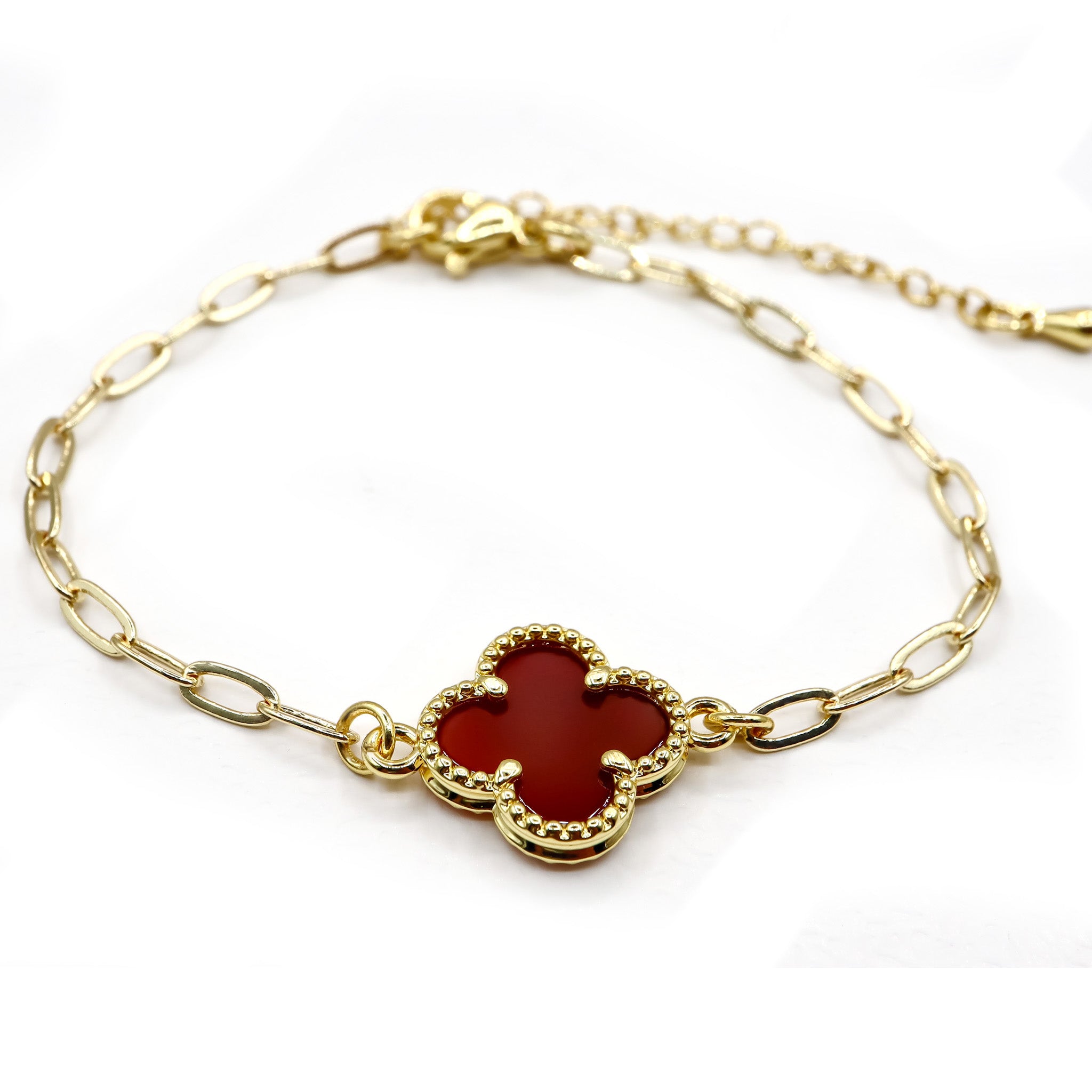 18k Gold-Plated Lucky Clover Paperclip Bracelet