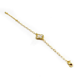 18k Gold-Plated Lucky Clover Paperclip Bracelet