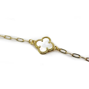 18k Gold-Plated Lucky Clover Paperclip Bracelet