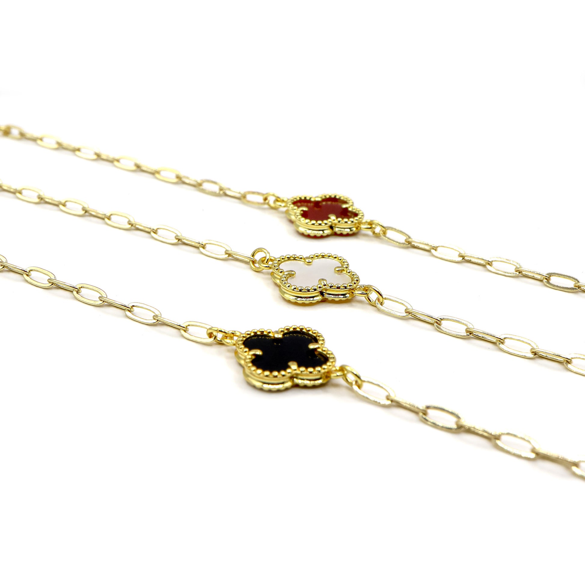 18k Gold-Plated Lucky Clover Paperclip Bracelet