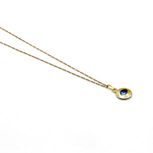 18k Solid Gold Evil Eye Pendant Necklace