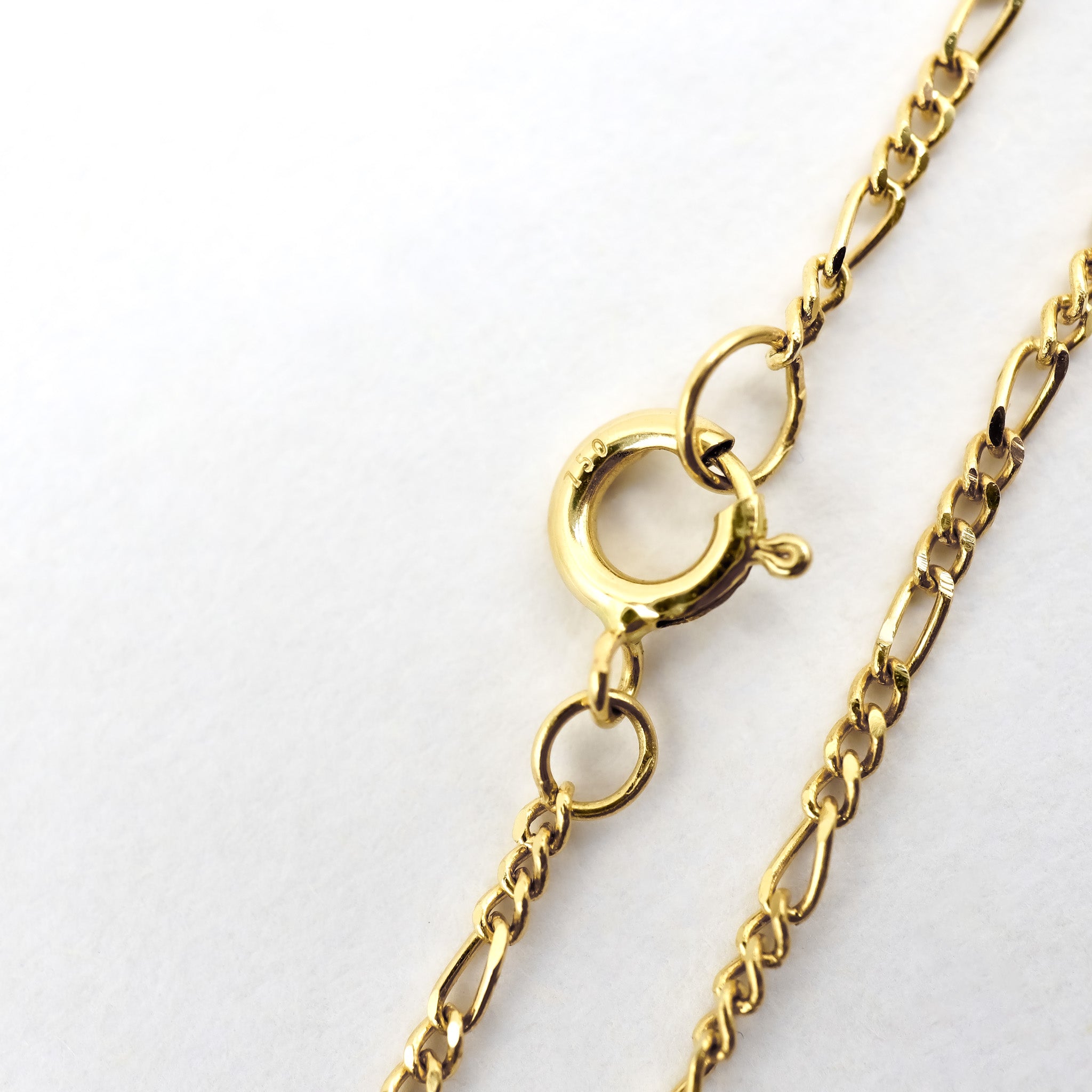 18K Solid Gold Figaro Chain Necklace