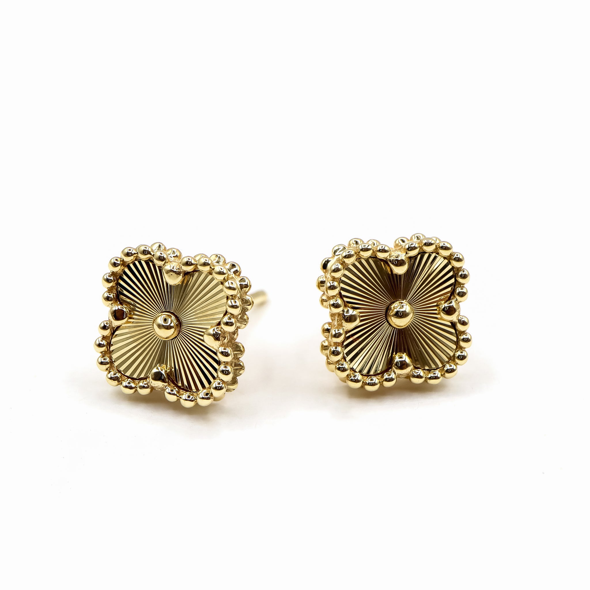 18k Solid Gold Lucky Clover Studs