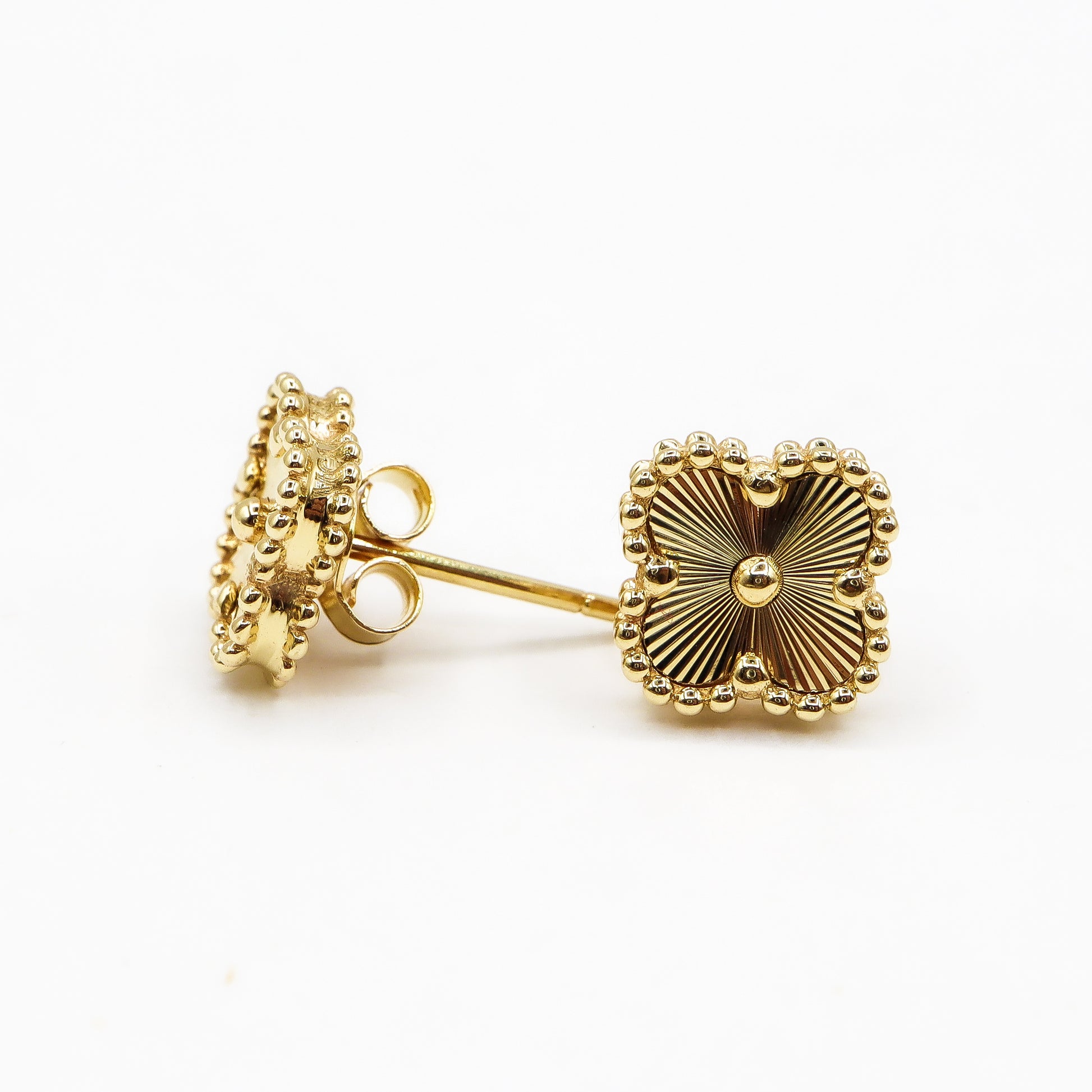 18k Solid Gold Lucky Clover Studs