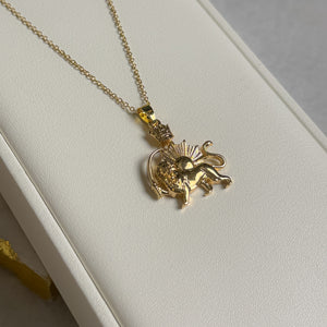 ROMALI Lion & Sun Iran Pahlavi Necklace | 18K Gold-Plated