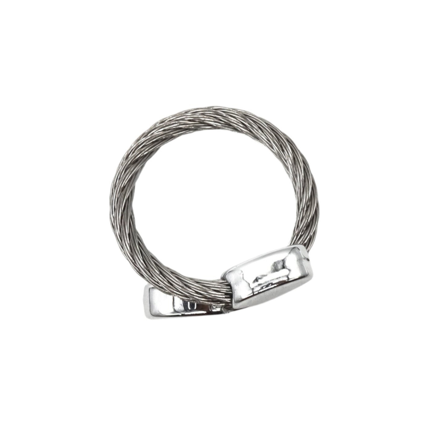 ROMALI Twisted Stainless Steel Cable Ring with Sleek Polished Caps