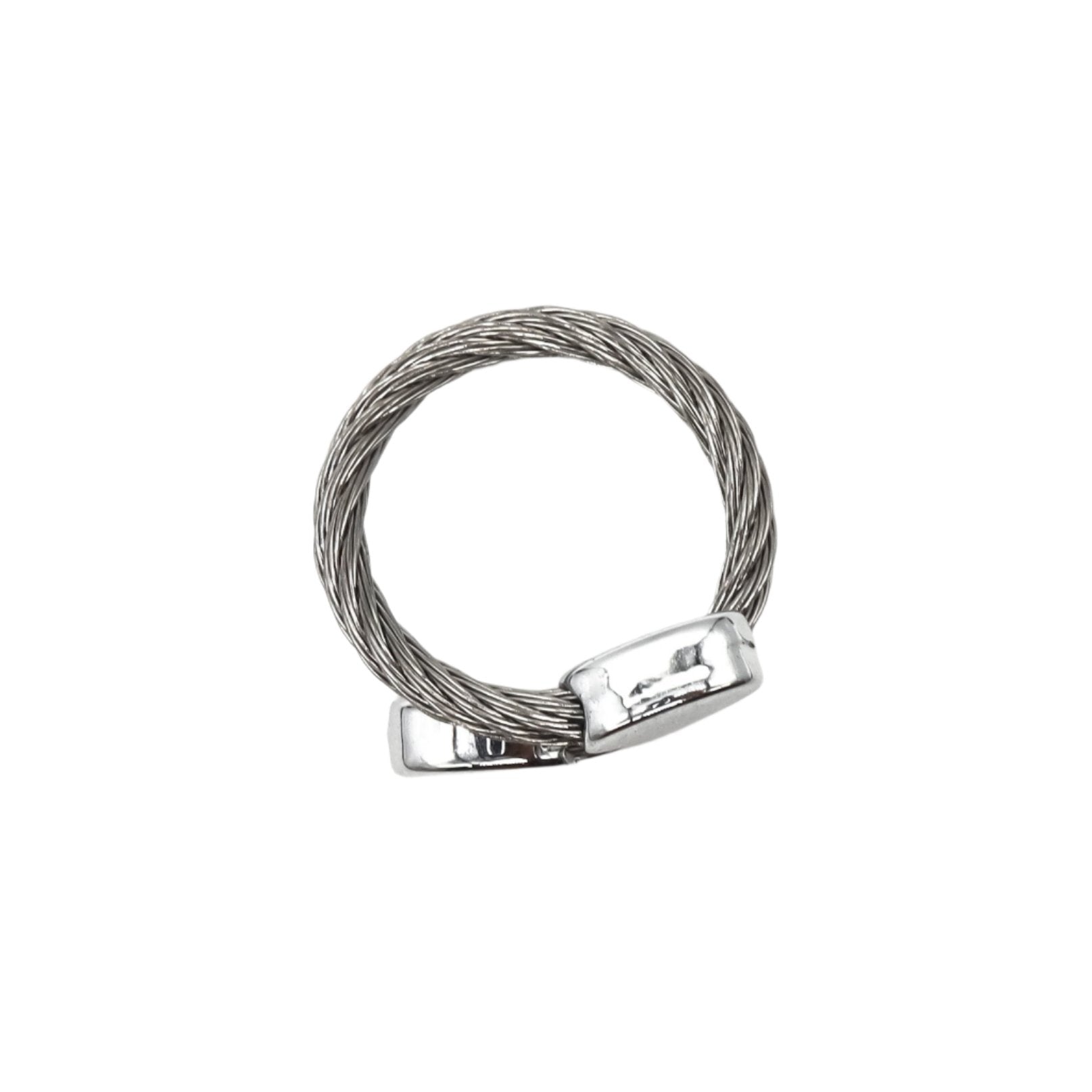 ROMALI Twisted Stainless Steel Cable Ring with Sleek Polished Caps