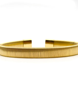 ROMALI 18K Gold-Plated Ribbed Cuff Bracelet - ROMALI
