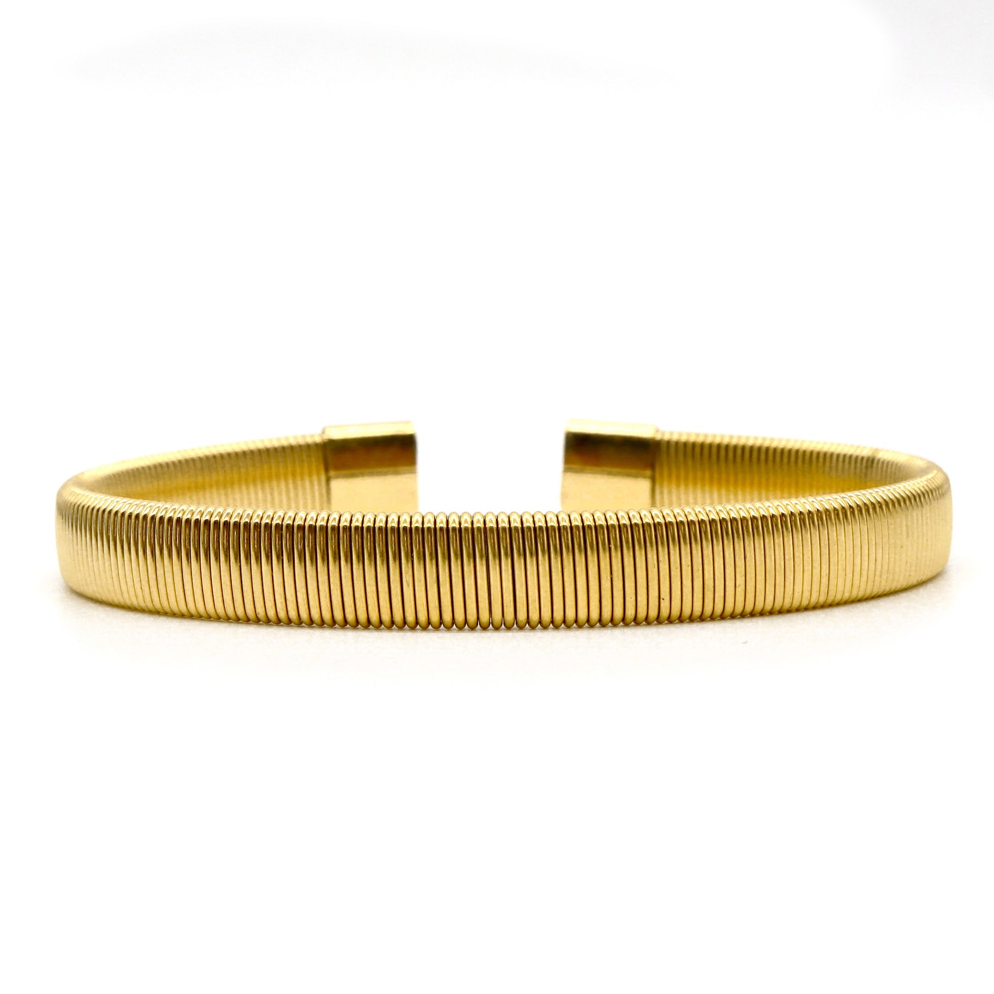 ROMALI 18K Gold-Plated Ribbed Cuff Bracelet