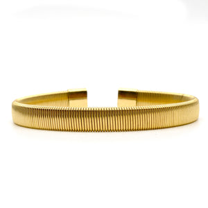 ROMALI 18K Gold-Plated Ribbed Cuff Bracelet