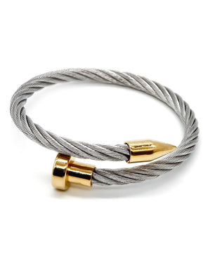 ROMALI Two-Tone Stainless Steel Twisted Cable Bracelet with 18K Gold-Plated Spike Accents - ROMALI