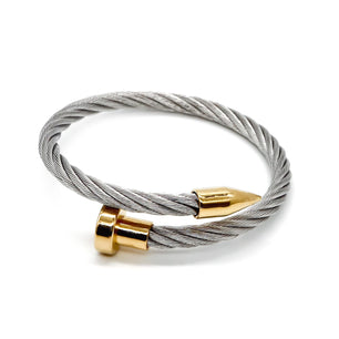 ROMALI Two-Tone Stainless Steel Twisted Cable Bracelet with 18K Gold-Plated Spike Accents