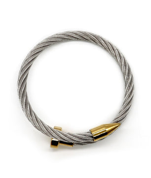 ROMALI Two-Tone Stainless Steel Twisted Cable Bracelet with 18K Gold-Plated Spike Accents - ROMALI