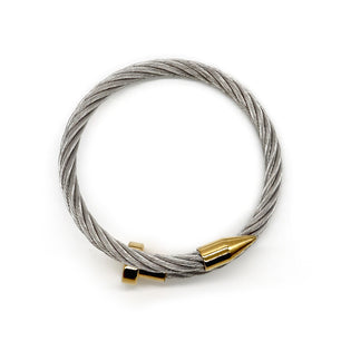 ROMALI Two-Tone Stainless Steel Twisted Cable Bracelet with 18K Gold-Plated Spike Accents