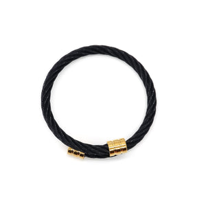 ROMALI Black Twisted Cable Bracelet with 18K Gold-Plated Accents