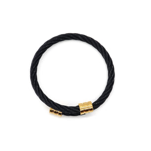 ROMALI Black Twisted Cable Bracelet with 18K Gold-Plated Accents