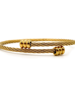 ROMALI Two-Tone 18K Gold-Plated Twisted Cable Bracelet with Beaded Accents - ROMALI