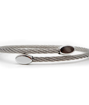 ROMALI Stainless Steel Twisted Cable Bracelet with Polished Oval End Caps - ROMALI
