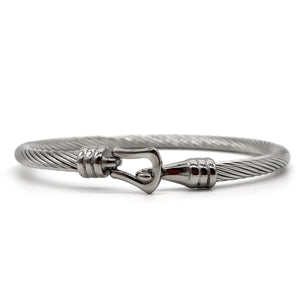 ROMALI Stainless Steel Twisted Cable Bracelet with Hook Clasp