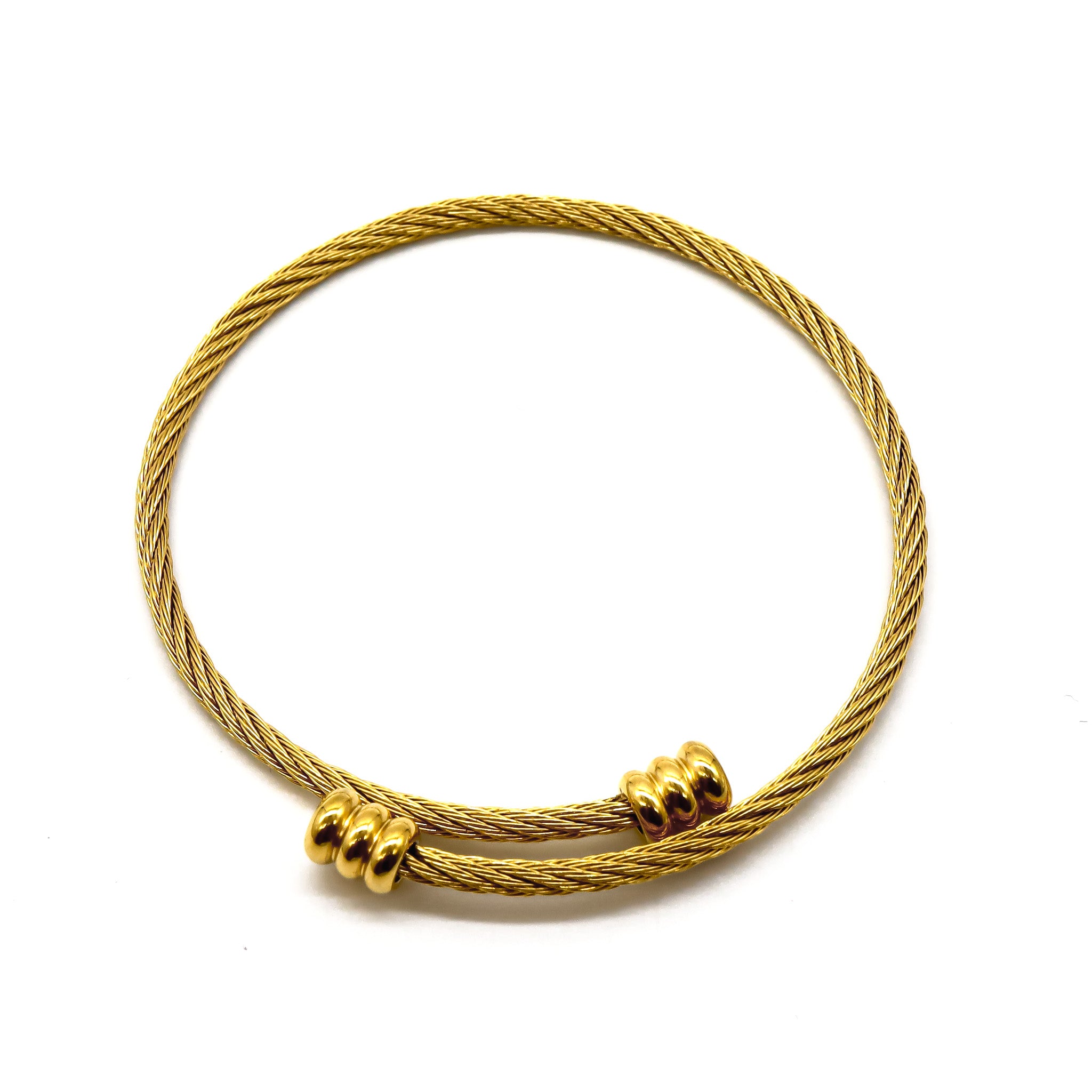 ROMALI Two-Tone 18K Gold-Plated Twisted Cable Bracelet with Beaded Accents