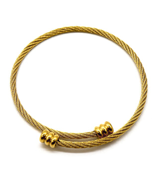 ROMALI Two-Tone 18K Gold-Plated Twisted Cable Bracelet with Beaded Accents - ROMALI