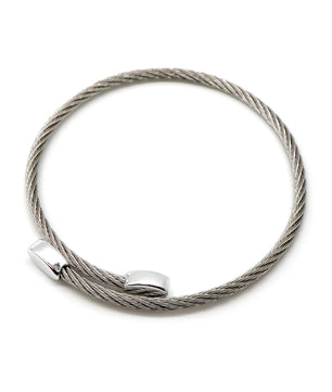 ROMALI Stainless Steel Twisted Cable Bracelet with Polished Oval End Caps - ROMALI
