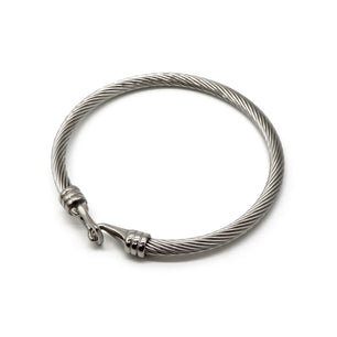 ROMALI Stainless Steel Twisted Cable Bracelet with Hook Clasp