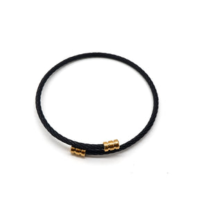 ROMALI Black Twisted Cable Bracelet with 18K Gold-Plated Beaded Accents