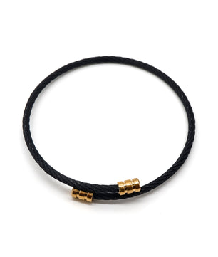 ROMALI Black Twisted Cable Bracelet with 18K Gold-Plated Beaded Accents - ROMALI